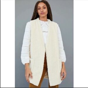 Anthropologie Maddie Cream Sherpa Vest Jacket One Size Cozy Layer NWT